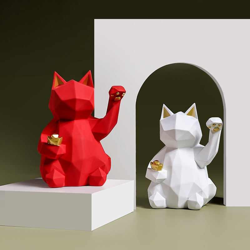 Geometric Cat Statue Animal Figurine