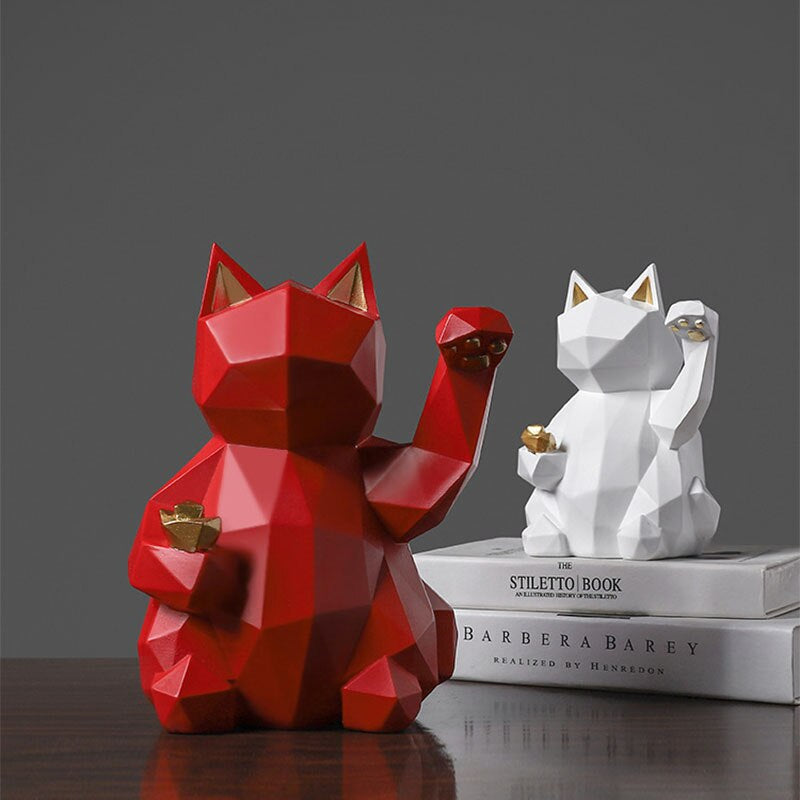 Geometric Cat Statue Animal Figurine