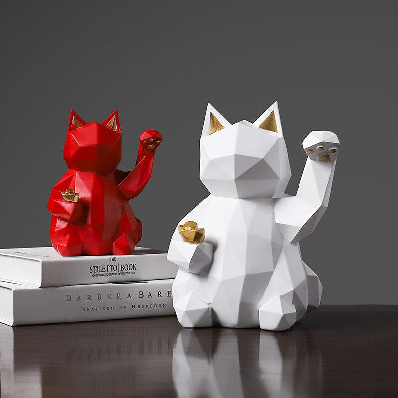 Geometric Cat Statue Animal Figurine