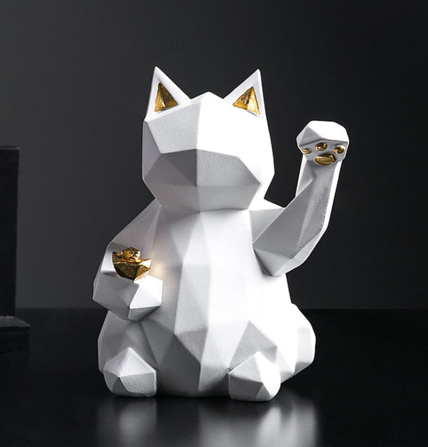 Geometric Cat Statue Animal Figurine