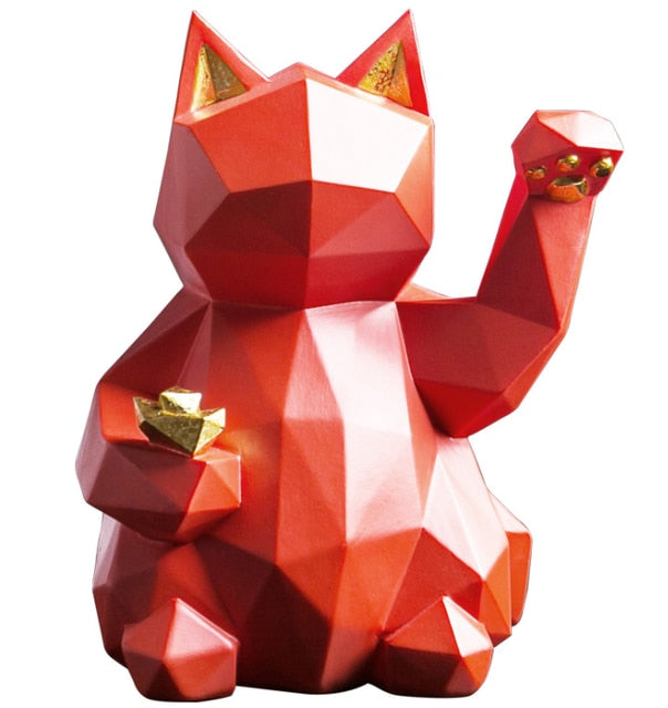 Geometric Cat Statue Animal Figurine